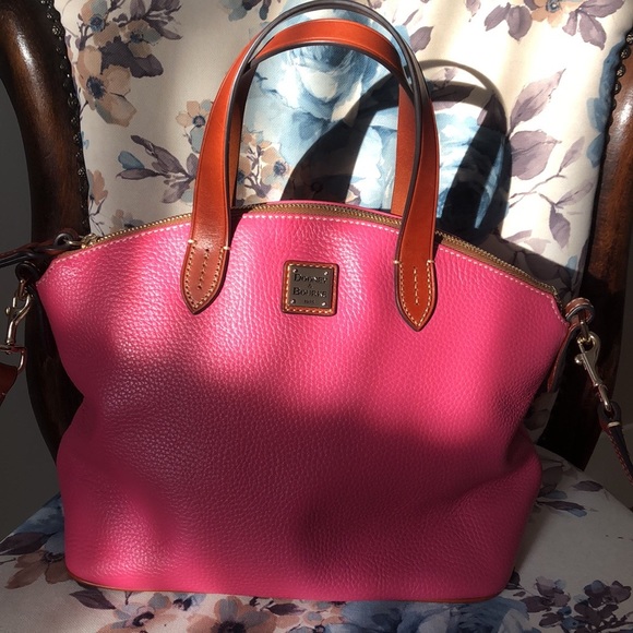 Dooney and Burke Bubblegum Pink Pebble Leather Satchel Bag - Picture 2 of 13